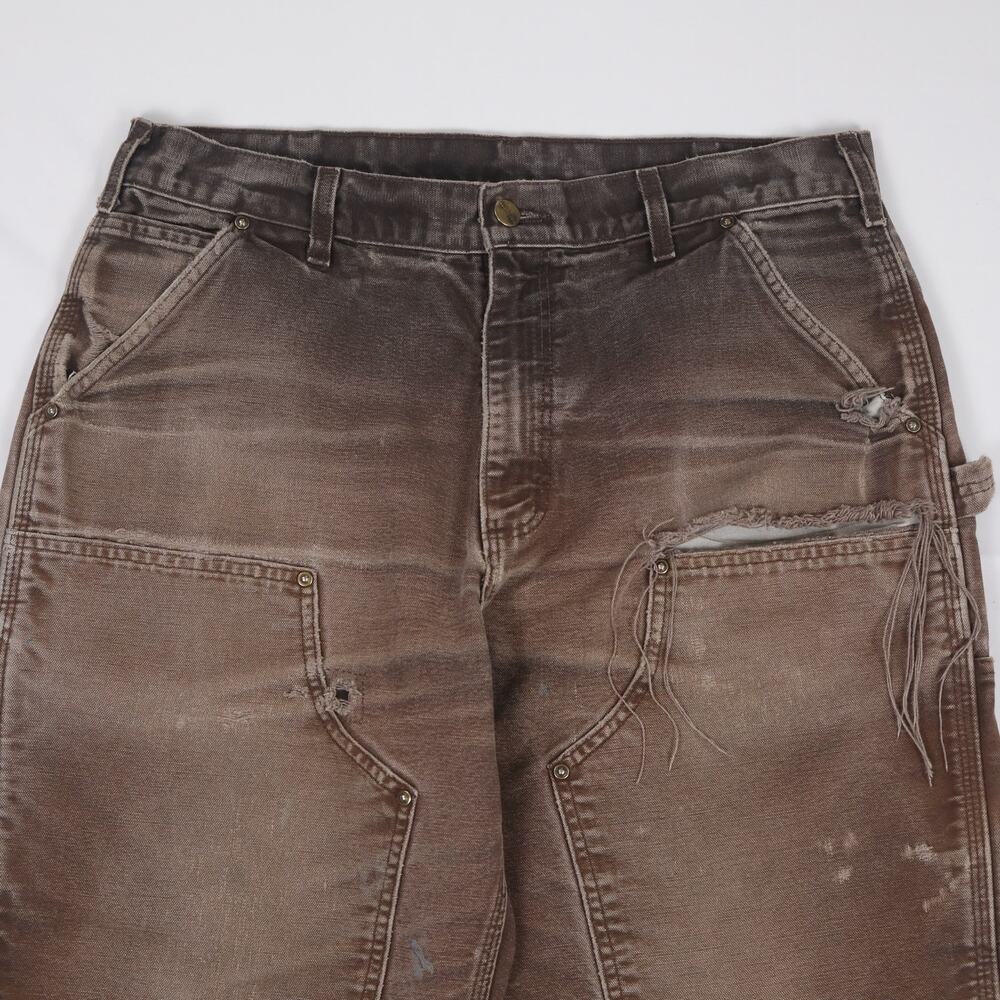 Vintage Carhartt B136 DKB Distressed Faded Brown Double Knee Pants 33x30 - Picture 3 of 16